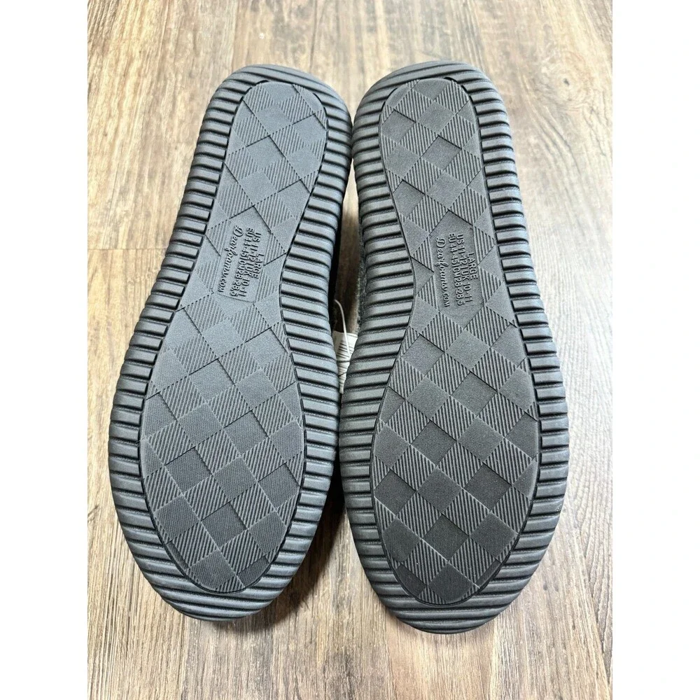NEW Dearfoams Men’s Memory Foam Indoor Outdoor Slippers Black Size L 11-12